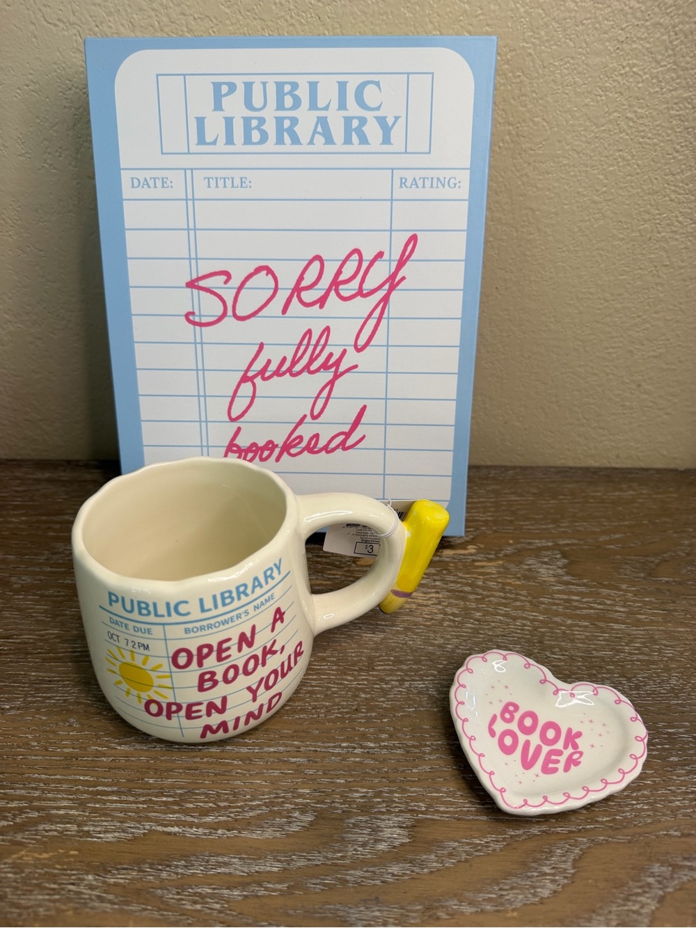 Public Library 'Open a Book, Open Your Mind' Mug, Storage Book Box, Trinket tray